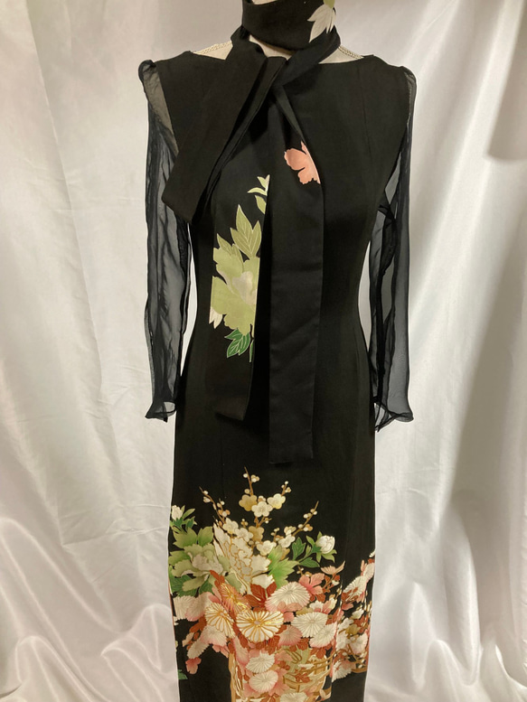 着物リメイク　　チコリーナ様フルオーダー完成品　　留袖からドレスへ 6枚目の画像