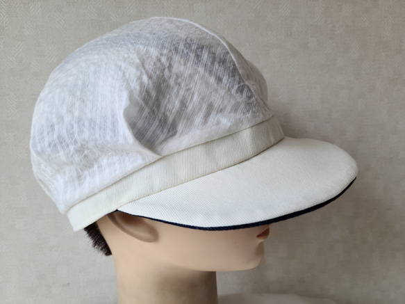 魅せる帽子☆ふわり♪リバーシブルキャスケット～オフホワイト&ネイビー 10枚目の画像