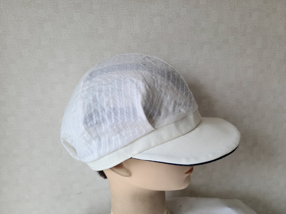 魅せる帽子☆ふわり♪リバーシブルキャスケット～オフホワイト&ネイビー 6枚目の画像