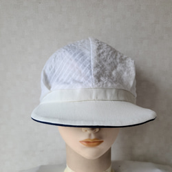 魅せる帽子☆ふわり♪リバーシブルキャスケット～オフホワイト&ネイビー 4枚目の画像