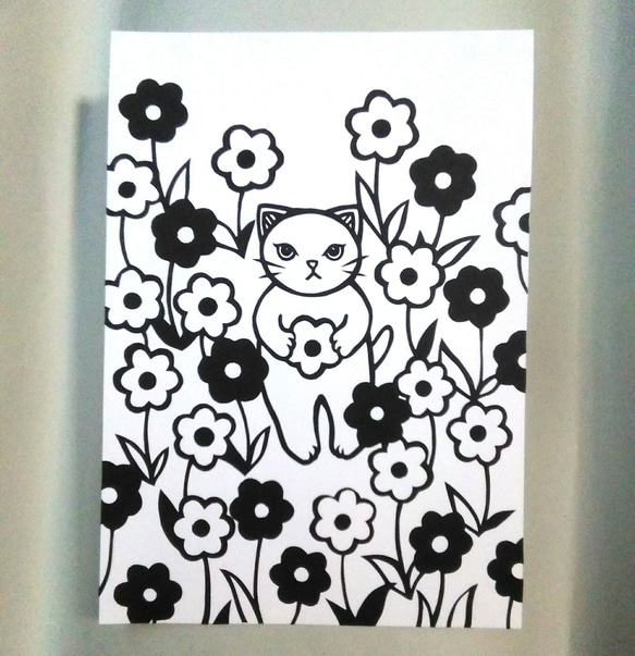 【切り絵】原画　A5サイズ　flower garden 1枚目の画像