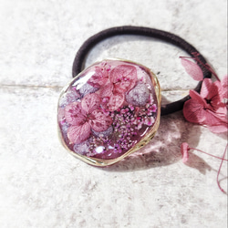 再販です！　しっとり艶やか…カシスピンク紫陽花　ウェーブリングヘアゴム 1枚目の画像