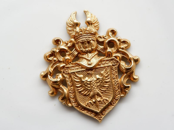 ヴィンテージ　真鍮製エンブレム　紋章【イーグルA】1個 2枚目の画像
