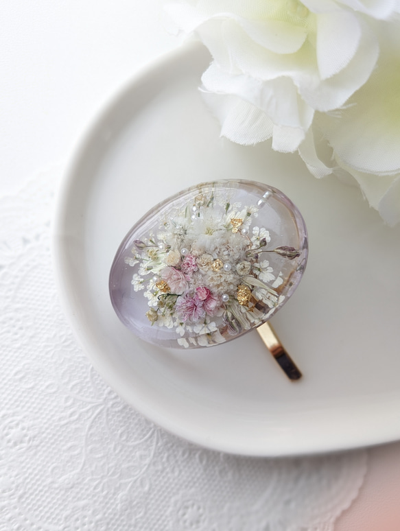 レジン　ドライフラワー　ヘアゴム　ブローチ　ポニーフック　No.90 レジン ドライフラワー ヘアゴム ブローチ ポニーフック No.90