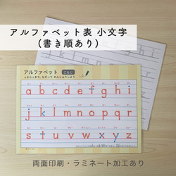 【なぞり書き-アルファベット練習表（小文字）】A4サイズ 書き順付き ラミネート加工あり　アルファベット 1枚目の画像