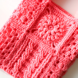 ４種モチーフのクロシェバッグ　Crochet motif×bright pink／クロシェ 5枚目の画像