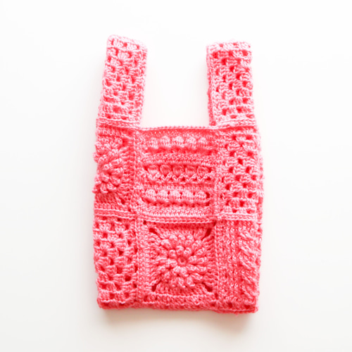 ４種モチーフのクロシェバッグ Crochet motif×bright pink／クロシェ