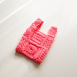 ４種モチーフのクロシェバッグ　Crochet motif×bright pink／クロシェ 4枚目の画像