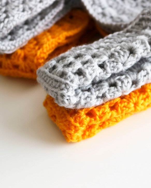 ４種モチーフのクロシェバッグ　Crochet motif×Light gray／クロシェ 3枚目の画像