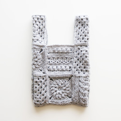 ４種モチーフのクロシェバッグ　Crochet motif×Light gray／クロシェ 2枚目の画像