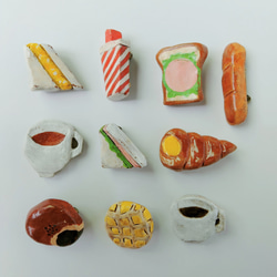 ハム　レタス　サンド　陶器　粘土　ブローチ　サンドイッチ　パン 3枚目の画像