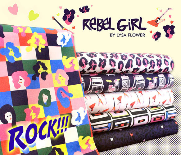 カットクロス Paintbrush Studio Fabrics Rebel Girl Heartbreaker 7枚目の画像