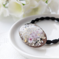 クリアレジンお花のヘアゴム ブラウン ボタニカル ドライ