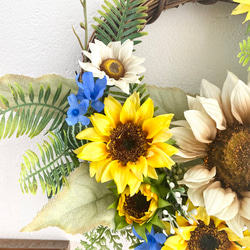 summer wreathe 〜南国風ひまわりのリース〜  特大37cm 玄関リース　季節のインテリアに♪ 3枚目の画像