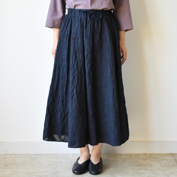 綿麻素材が清涼感を演出する桐生織スカート【SOSK253S】 