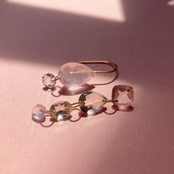 Prana gem drops ✴︎滴る宝石のしずく✴︎k14gfアシンメトリーピアス 1枚目の画像