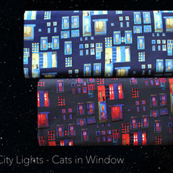 カットクロス Clothworks City Lights Cats in Windows Citron 7枚目の画像