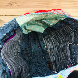 Bag   手縫いのバッグ　  布製　本革持ち手　スローファッション　ハンドメイド　1743 11枚目の画像