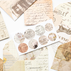 コラージュ風　ミニ封筒とシールのセット　old day letters　[AU811] 3枚目の画像