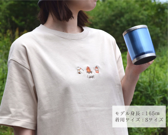 Camp!ビッグシルエット刺繍Tシャツ《ホワイト・ブラック・サンドベージュ・ブルー》親子 キャンプ 11枚目の画像