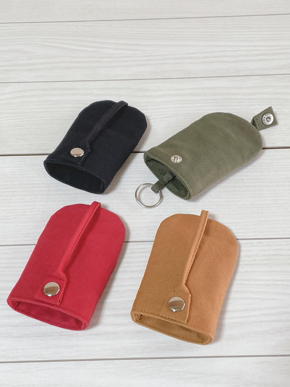 倉敷帆布 ベル型 キーケース スマートキーケース レッド カーキ