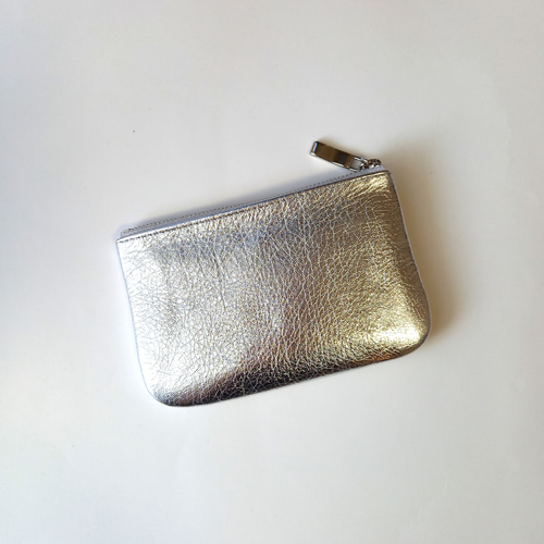 財布・ケース・小物入れ MUL ミニ財布にもなる本革マルチケース(シルバー)◇牛革 自然なシュリンク