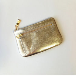 ミニ財布にもなる本革マルチケース（シャンパンゴールド）お財布に