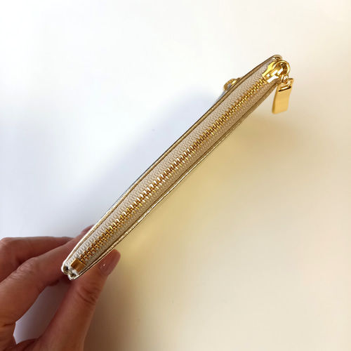 ミニ財布にもなる本革マルチケース（シャンパンゴールド）お財布に