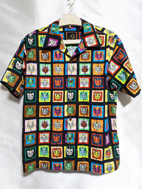 CHIGRACCI「 ニャロハシャツ 」猫柄アロハシャツ 　オリジナルプリント　ユニコーンキャット柄 3枚目の画像