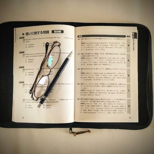 受注生産）ファスナーで開閉するブックカバーケースA5判参考書