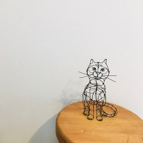 HAyU ワイヤーオブジェ ネコ アクリルケース付き HAyU Cushion Cat