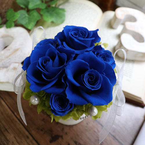 プリザーブドフラワー 「 ブルーローズ 」 結婚祝い 花 誕生日