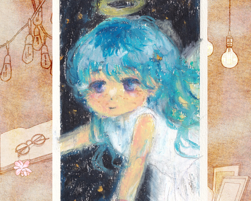 原画1点限り】天国へ行こう 小さなパステル画 絵画 はやの みほ 通販