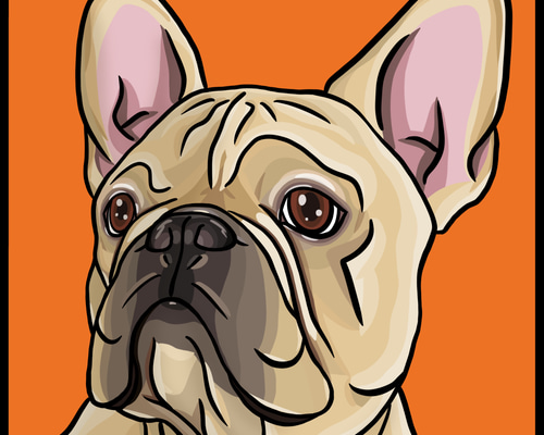 フレブル　アート　80×80 フレブル アート 80×80 送料無料】フレンチブルドッグの絵