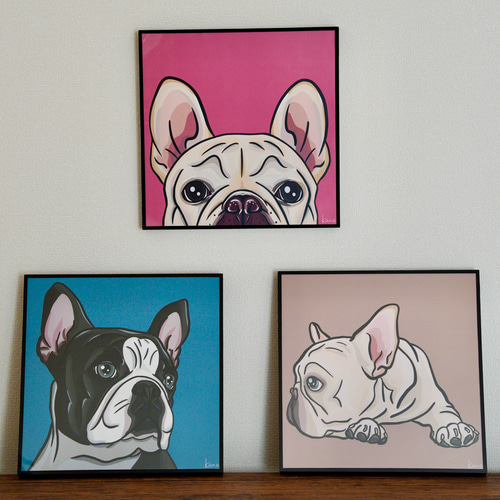 ハンドメイド　オーダー受付ページ　♡フレンチブルドッグ　パネル♡ アートパネル おねだりフレンチブルドッグ（クリーム）フレブル その他