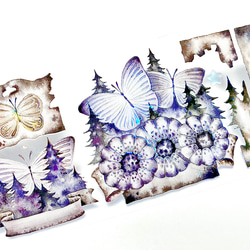 s-185● 海外 マスキングテープ  装飾 マステ シール ステッカー  花 蝶 3枚目の画像
