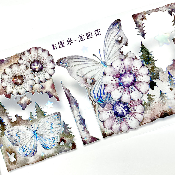 s-185● 海外 マスキングテープ  装飾 マステ シール ステッカー  花 蝶 6枚目の画像