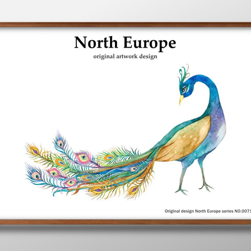 1-8621 ポスター 絵画 A3サイズ『孔雀 ピーコック 花 フラワー』アート