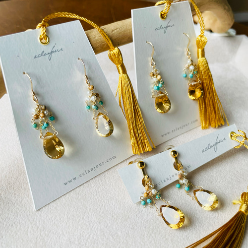 14kgf／オアシスベージュのピアス＆イヤリング【eclanjour】 ピアス 