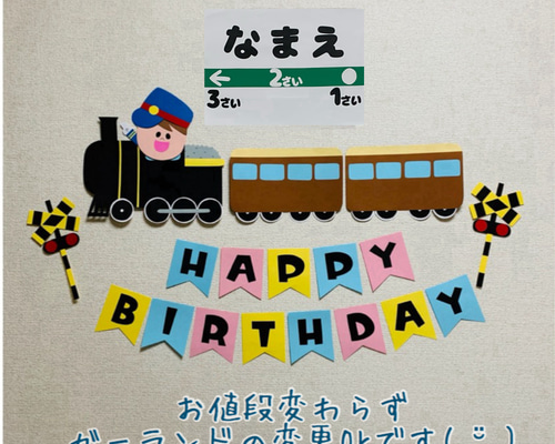 選べる顔パーツ 誕生日 バースデー 機関車 壁面飾り 名入れ ガーランド