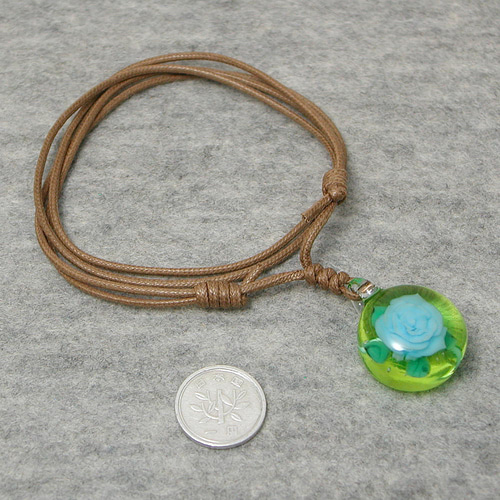 水色のバラ とんぼ玉 ガラス ネックレス No2249 ネックレス 