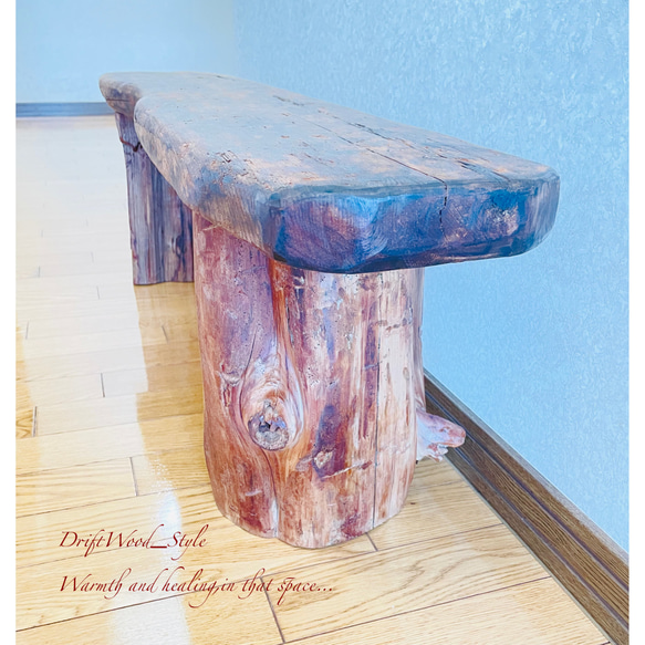 流木インテリア 世界に一つだけの流木板のベンチ 一点物 長椅子 スツール 木製 北欧 一枚板 丸太 11枚目の画像