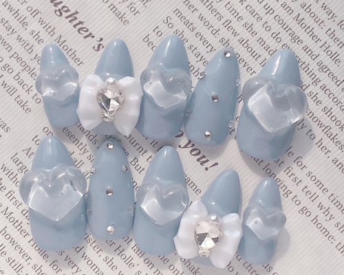 Blue gray ネイルチップ gray Blue ネイルチップ