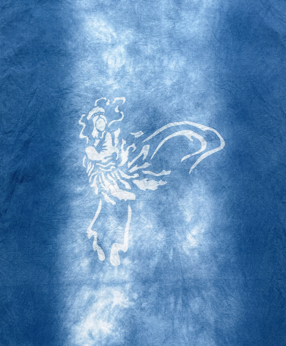 送料無料　" 羽衣天女 "3 藍染手ぬぐい 絞り染め 青 夜空 2枚目の画像