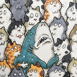 【包囲網】サメ　猫　原画　マーカー　動物　絵 3枚目の画像