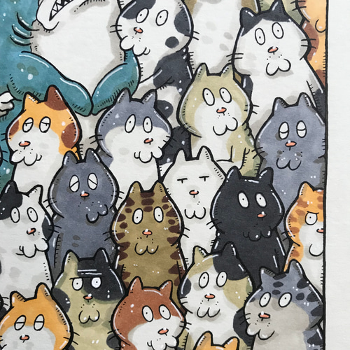「ウメ12」猫イラスト（原画） ウメ12」猫イラスト（原画） | iichi 日々の暮らしを心地よく