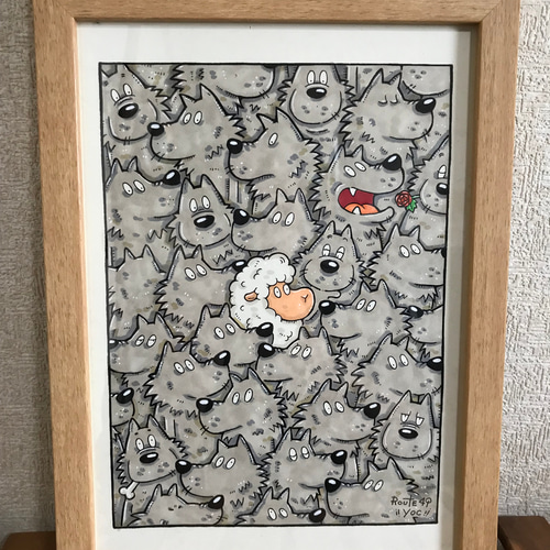 値下げ　原画　F10　狼　送料込み　絵画　動物画　アクリル画　現代アート ade3a57e38e45c54899d493cecf1b1