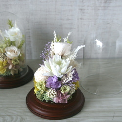 (仏花)お供え花 ガラスドーム -purple- 6枚目の画像