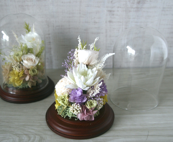 (仏花)お供え花 ガラスドーム -purple- 6枚目の画像