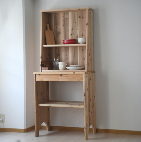 国産杉無垢材の飾り棚 オープンシェルフ ナチュラル 棚・シェルフ